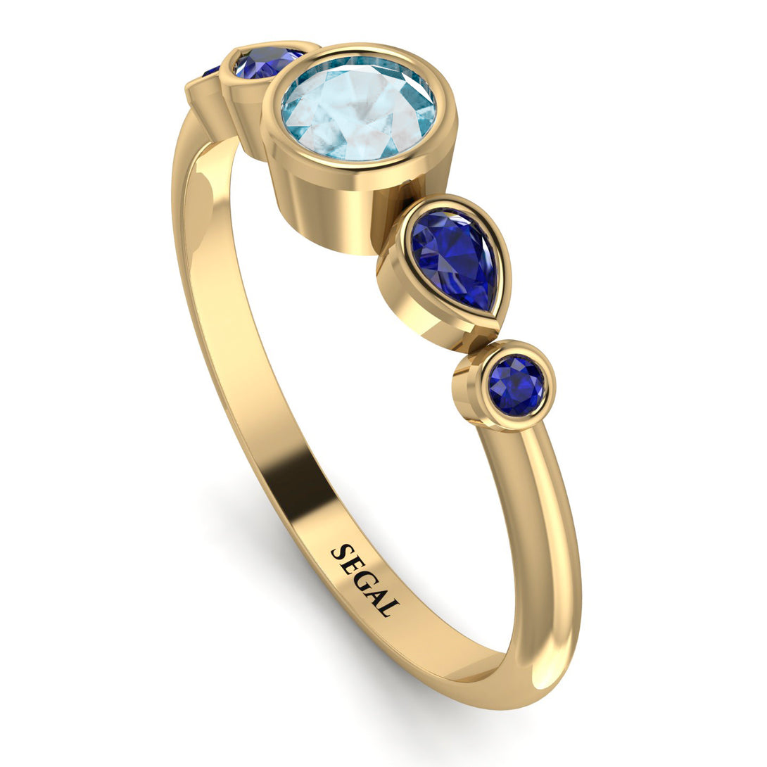 Bezel Symmetrical Aquamarine Ring - Ivy No. 413